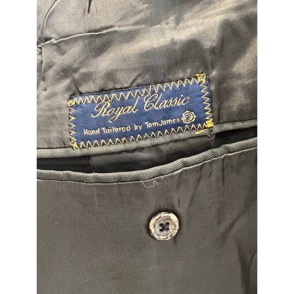 Holland & Sherry 2 Piece 3 Button Suit Dark Sage Green Pleated Pants 44 / 37 JL - Picture 10 of 16